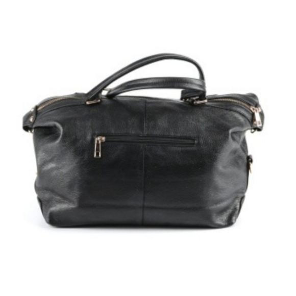 ORA DELPHINE black leather shoulder tote bag - Picture 2 of 11